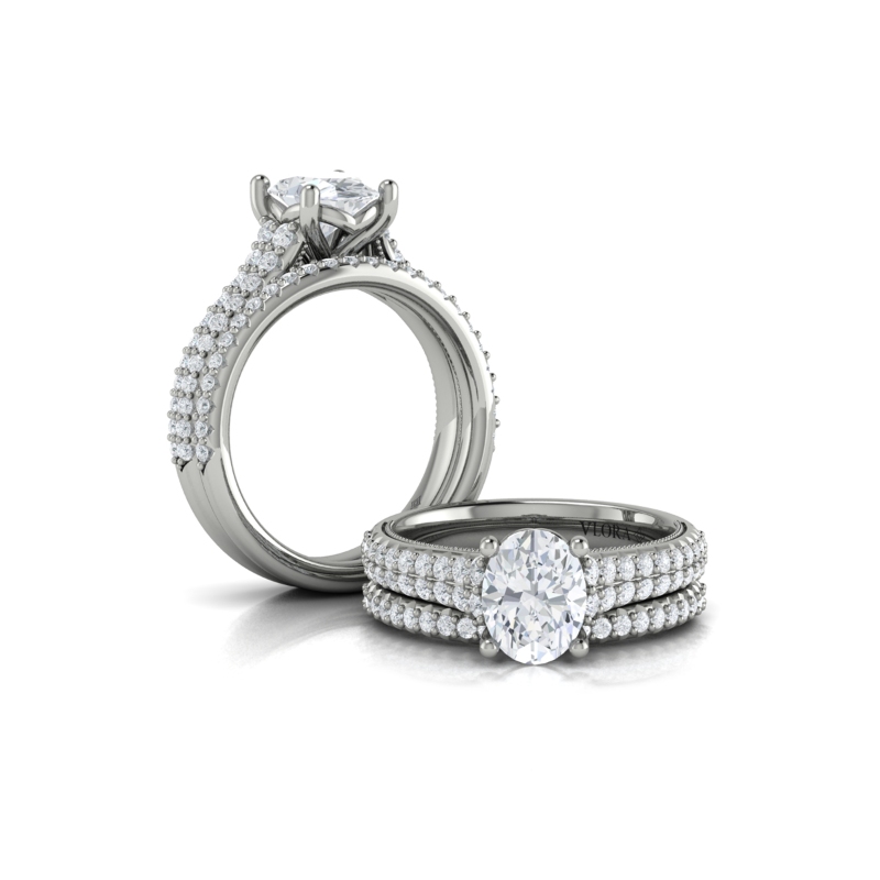 Oval Pave Cathedral Engagement Ring