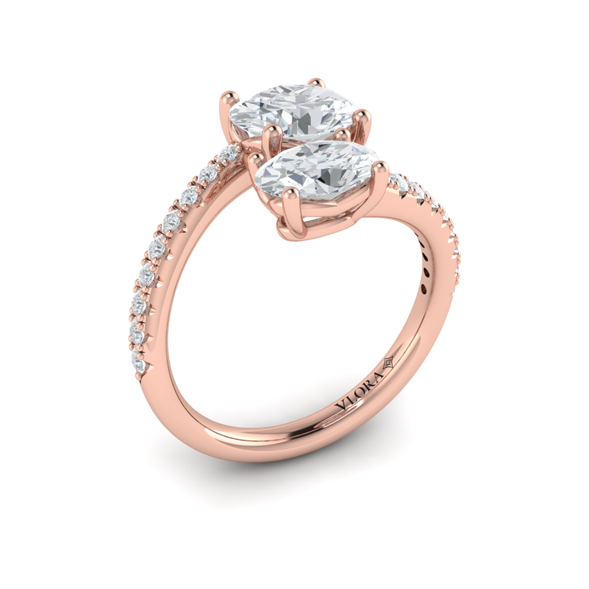 Kissing Oval Two Stone Engagement Ring