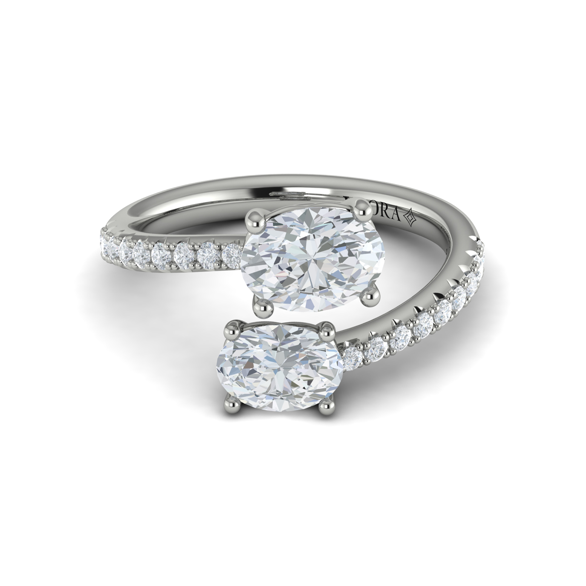 Kissing Oval Two Stone Engagement Ring