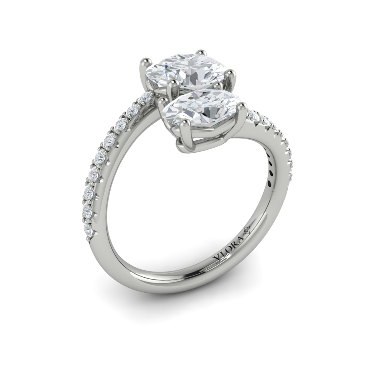 Kissing Oval Two Stone Engagement Ring