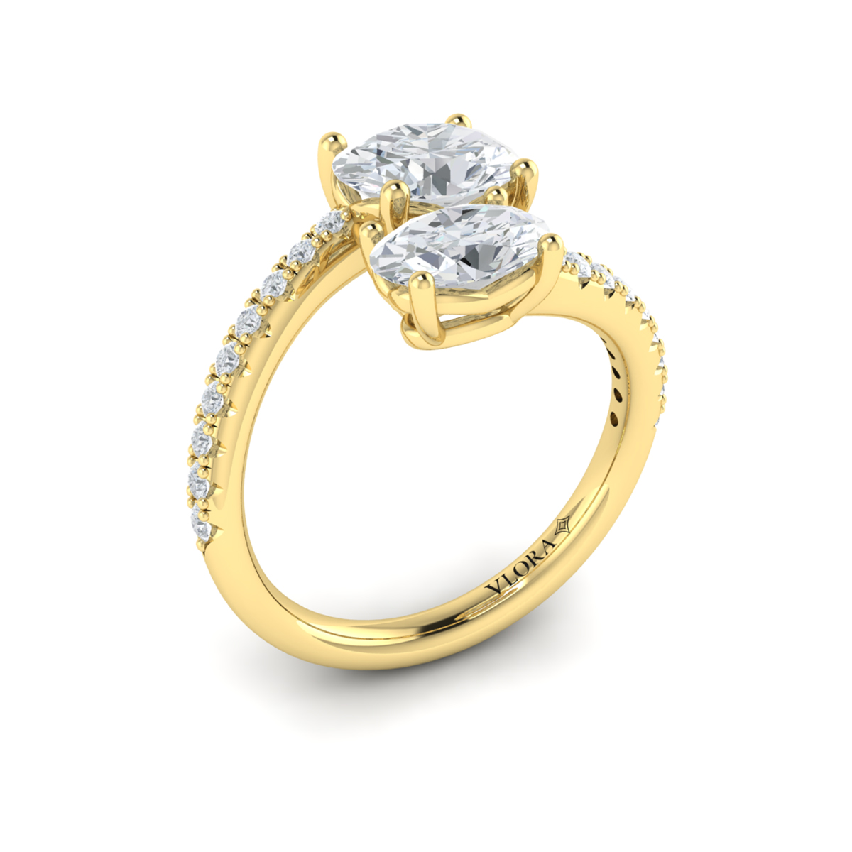 Kissing Oval Two Stone Engagement Ring