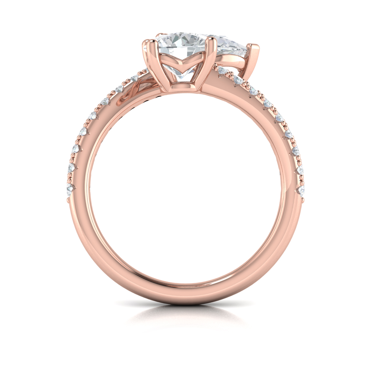 Kissing Round and Pear Two Stone Engagement Ring