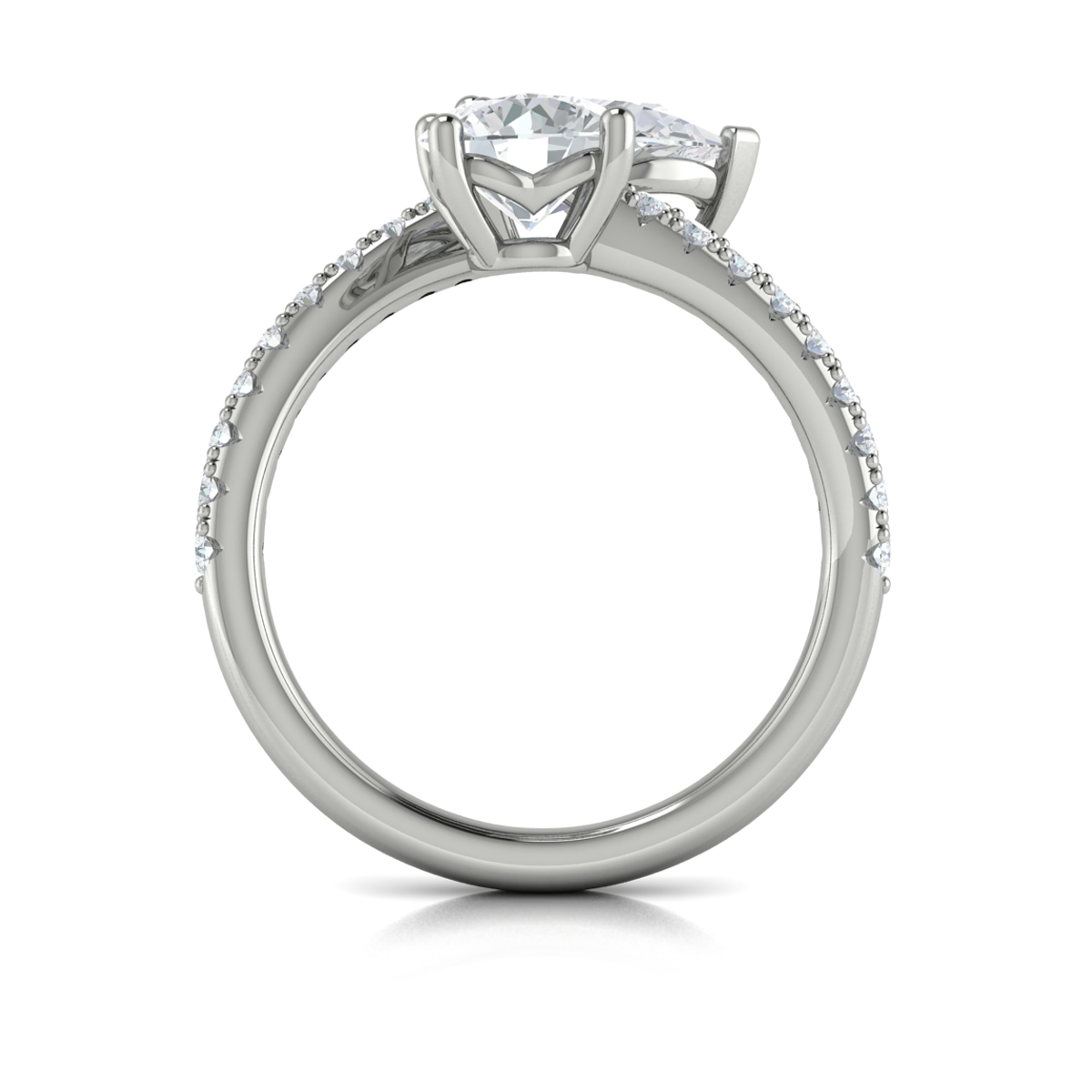 Kissing Round and Pear Two Stone Engagement Ring