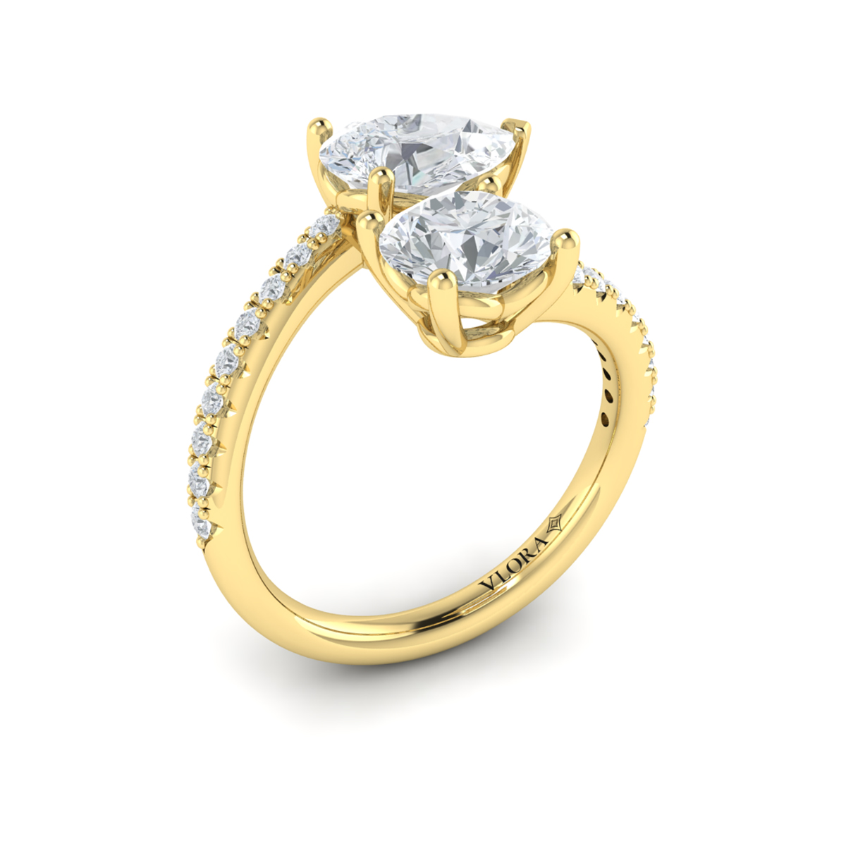 Kissing Round and Pear Two Stone Engagement Ring