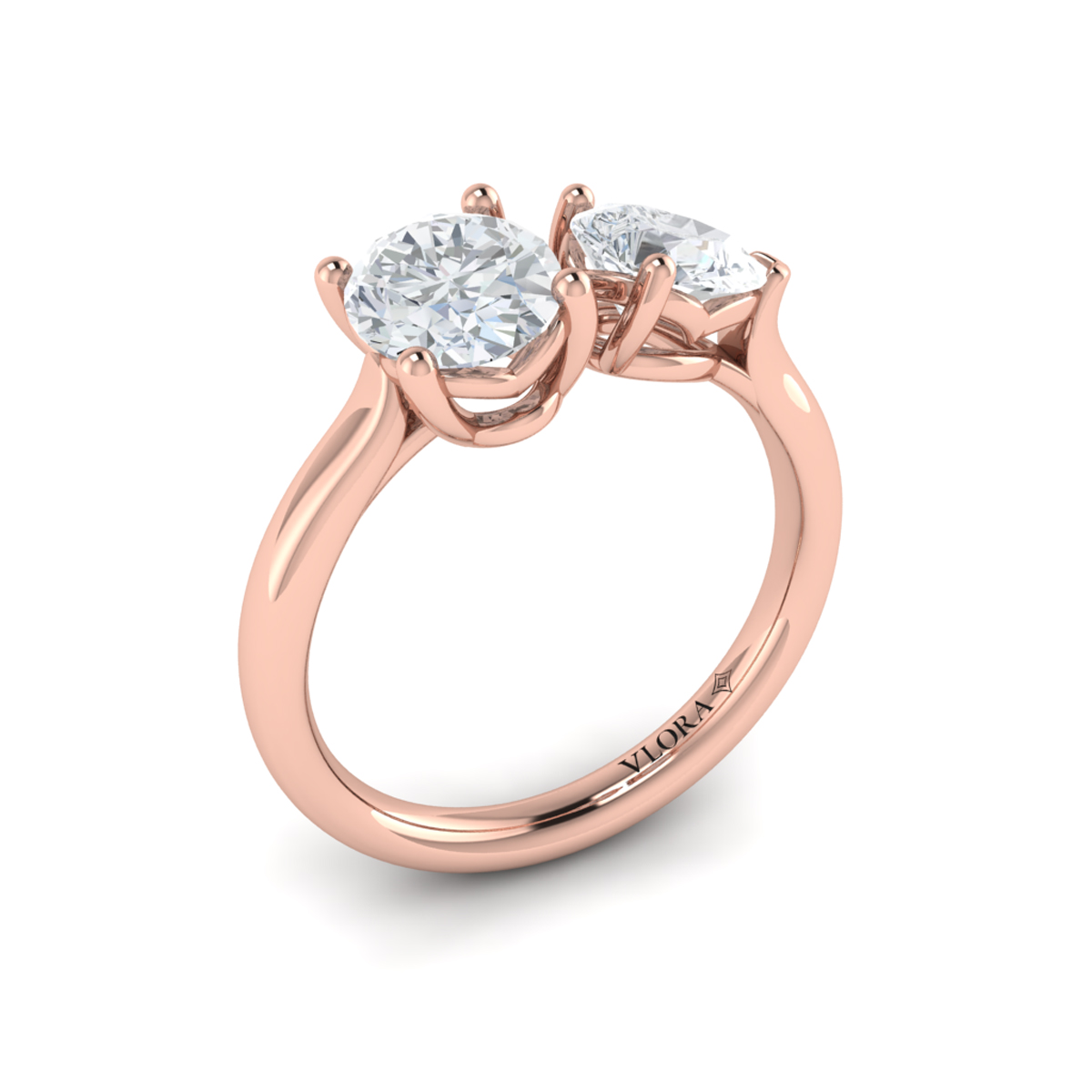 Duet Oval and Pear Two Stone Engagement Ring