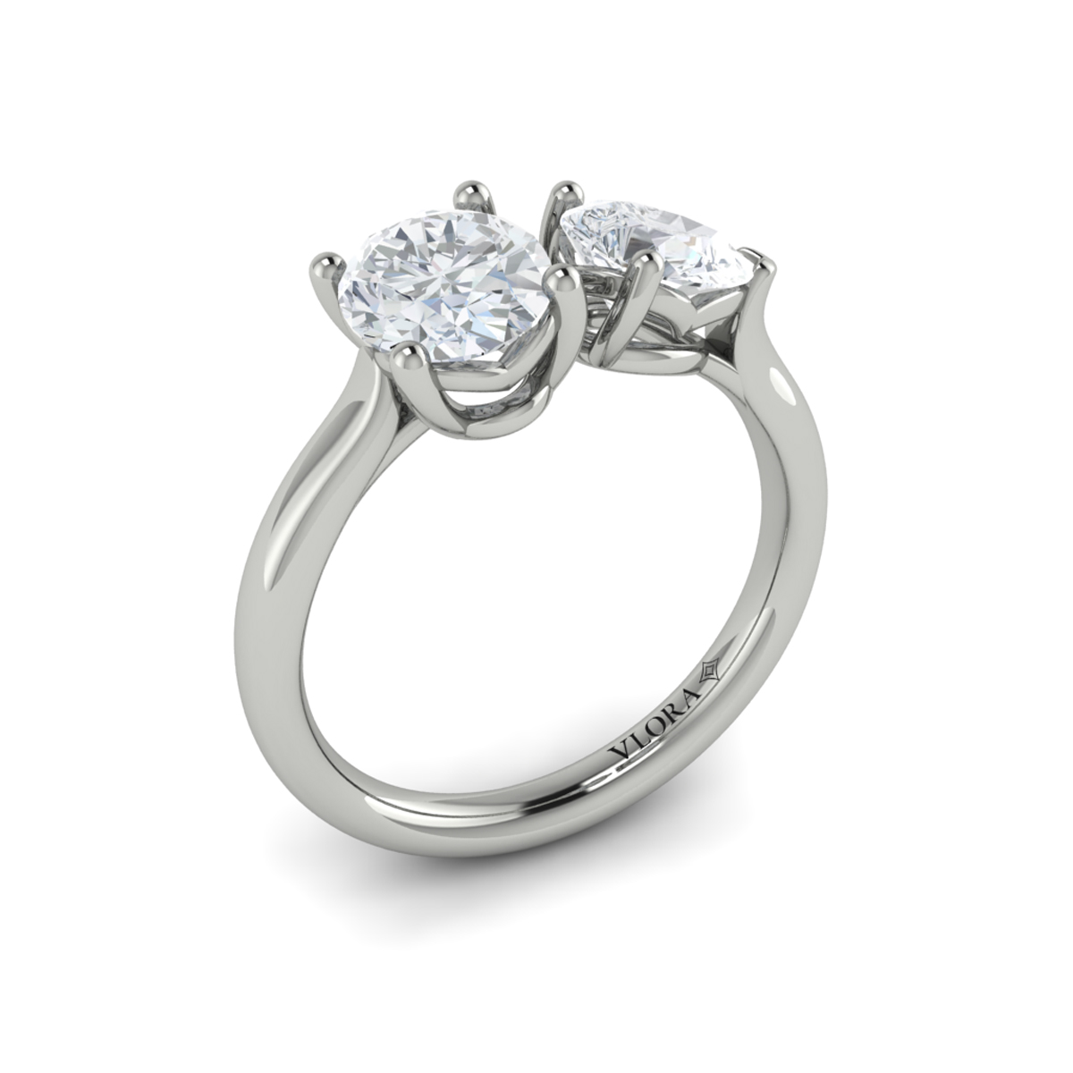 Duet Oval and Pear Two Stone Engagement Ring