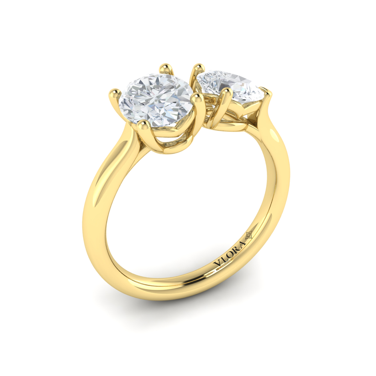 Duet Oval and Pear Two Stone Engagement Ring