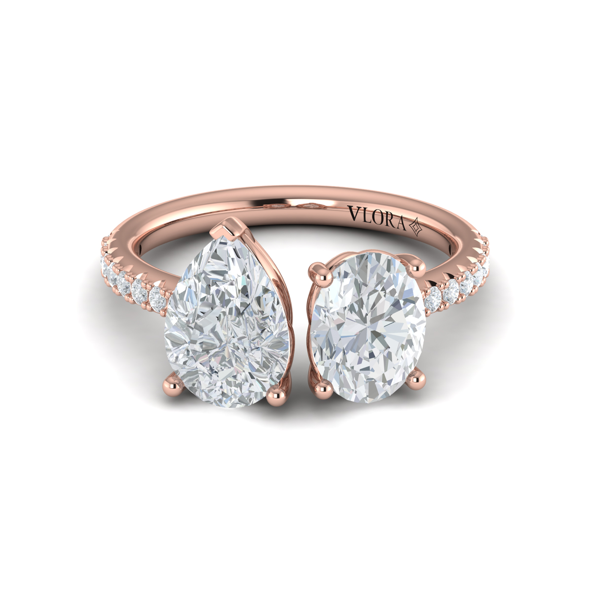 Duet Oval and Pear Two Stone Engagement Ring