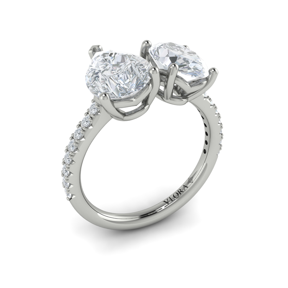 Duet Oval and Pear Two Stone Engagement Ring