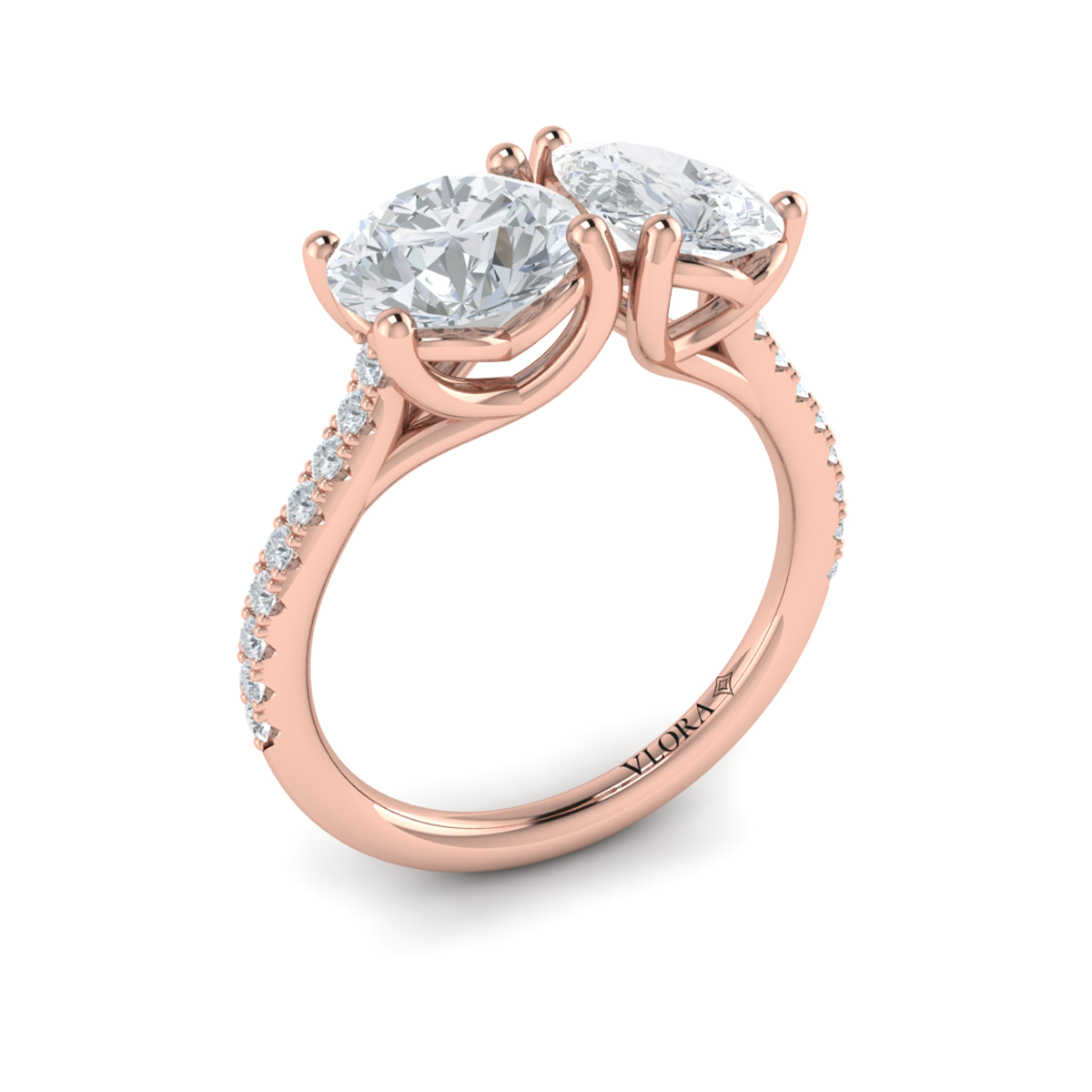 Duet Pear and Round Toi et Moi Engagement Ring