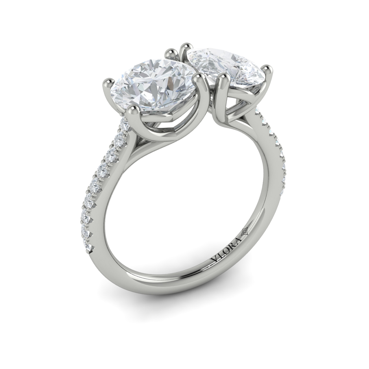 Duet Pear and Round Toi et Moi Engagement Ring