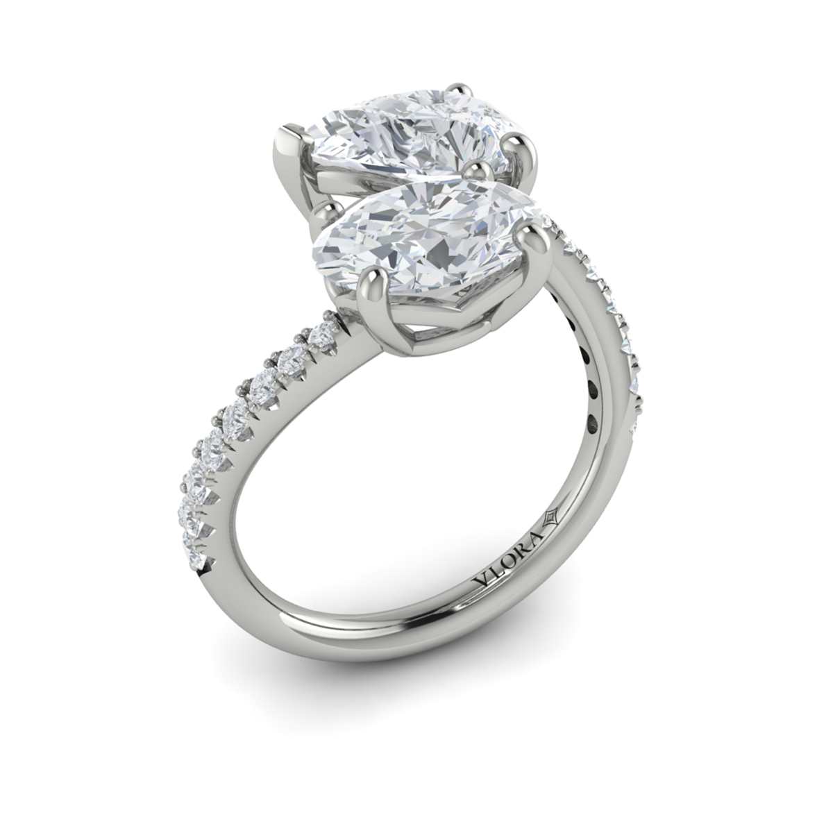 Kissing Oval and Pear Two Stone Engagement Ring