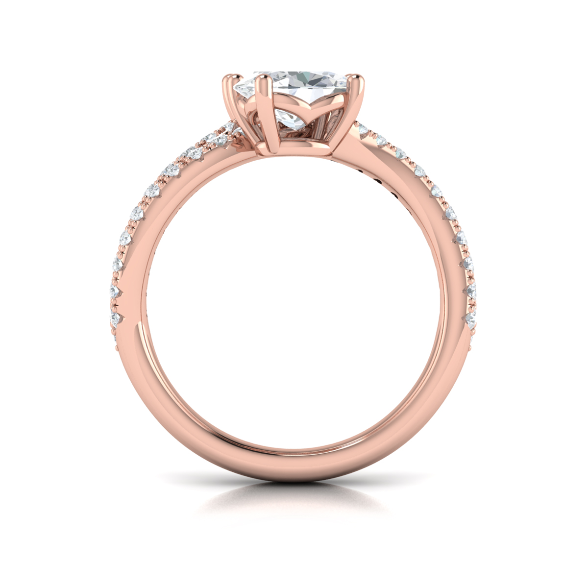 Spiral Oval Two Stone Engagement Ring
