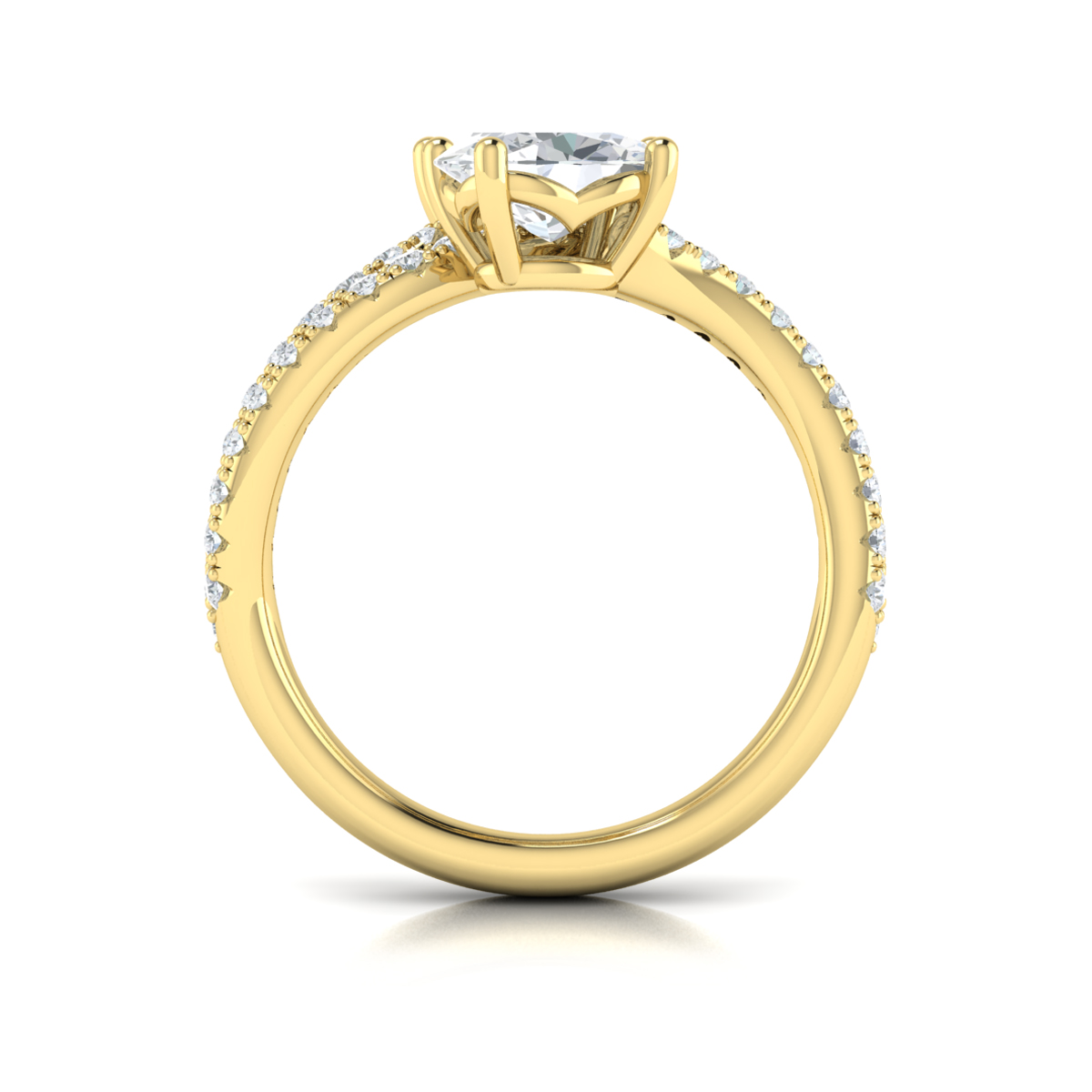 Spiral Oval Two Stone Engagement Ring