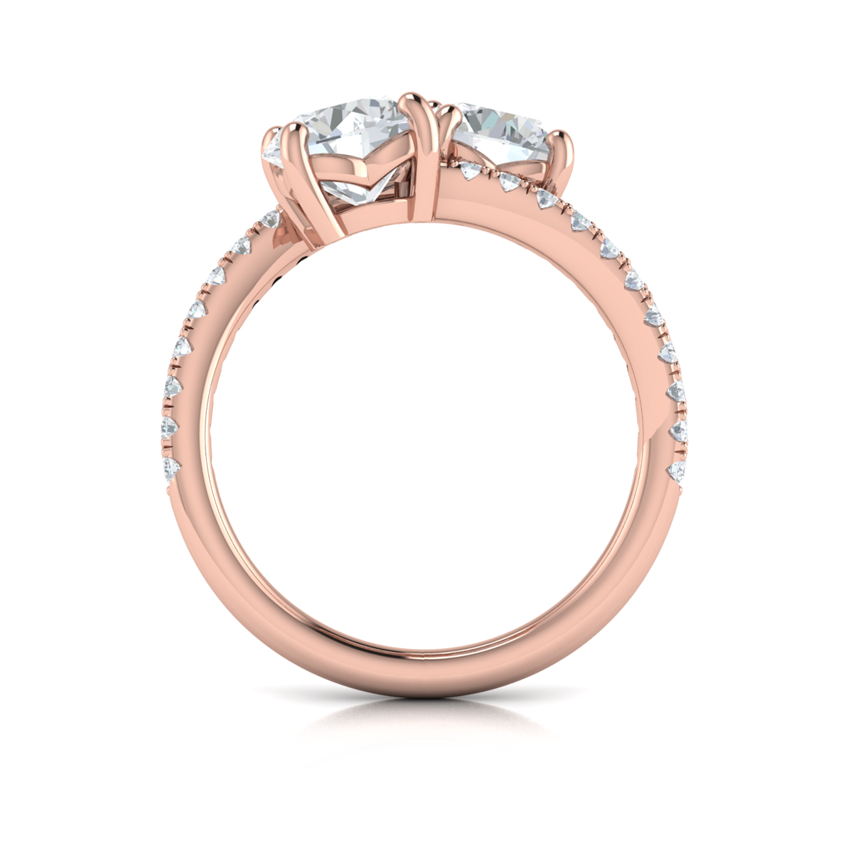 Kissing Round Diamonds Two Stone Engagement Ring