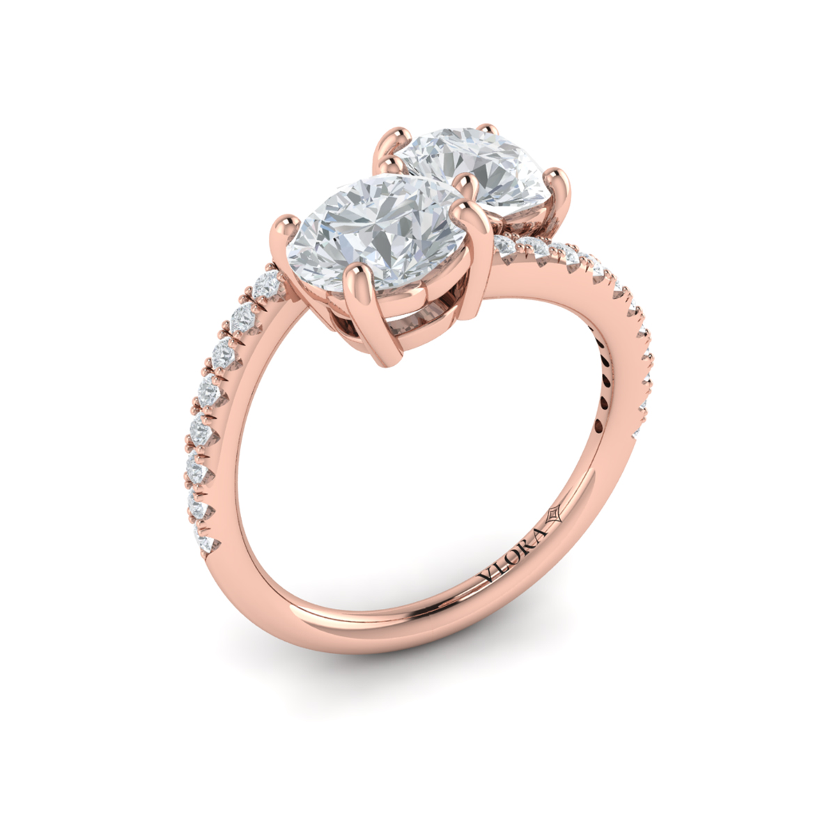 Kissing Round Diamonds Two Stone Engagement Ring