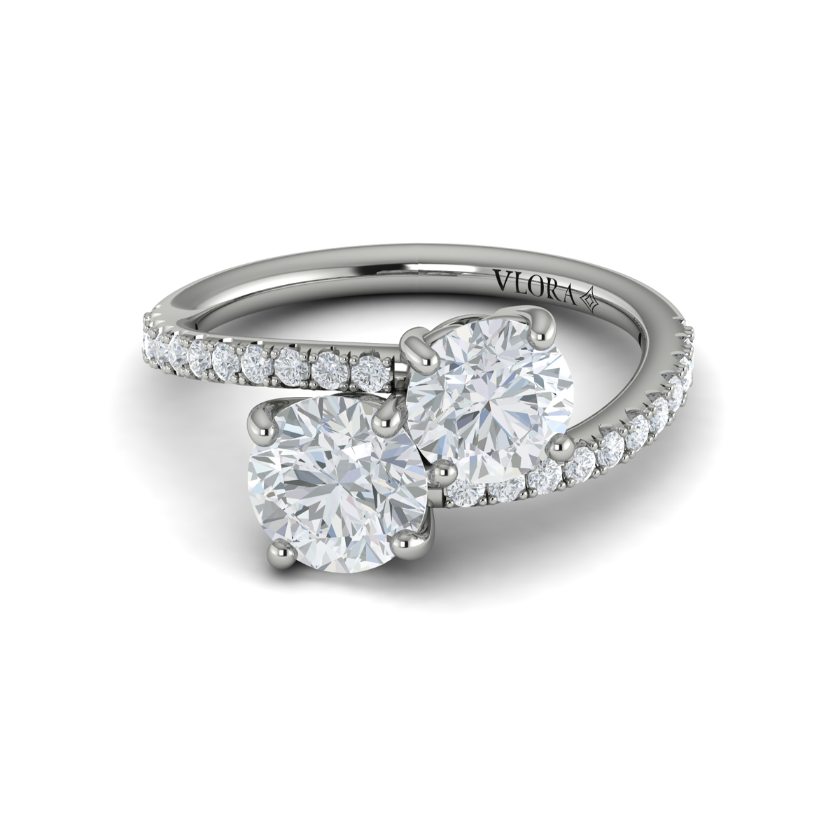 Kissing Round Diamonds Two Stone Engagement Ring