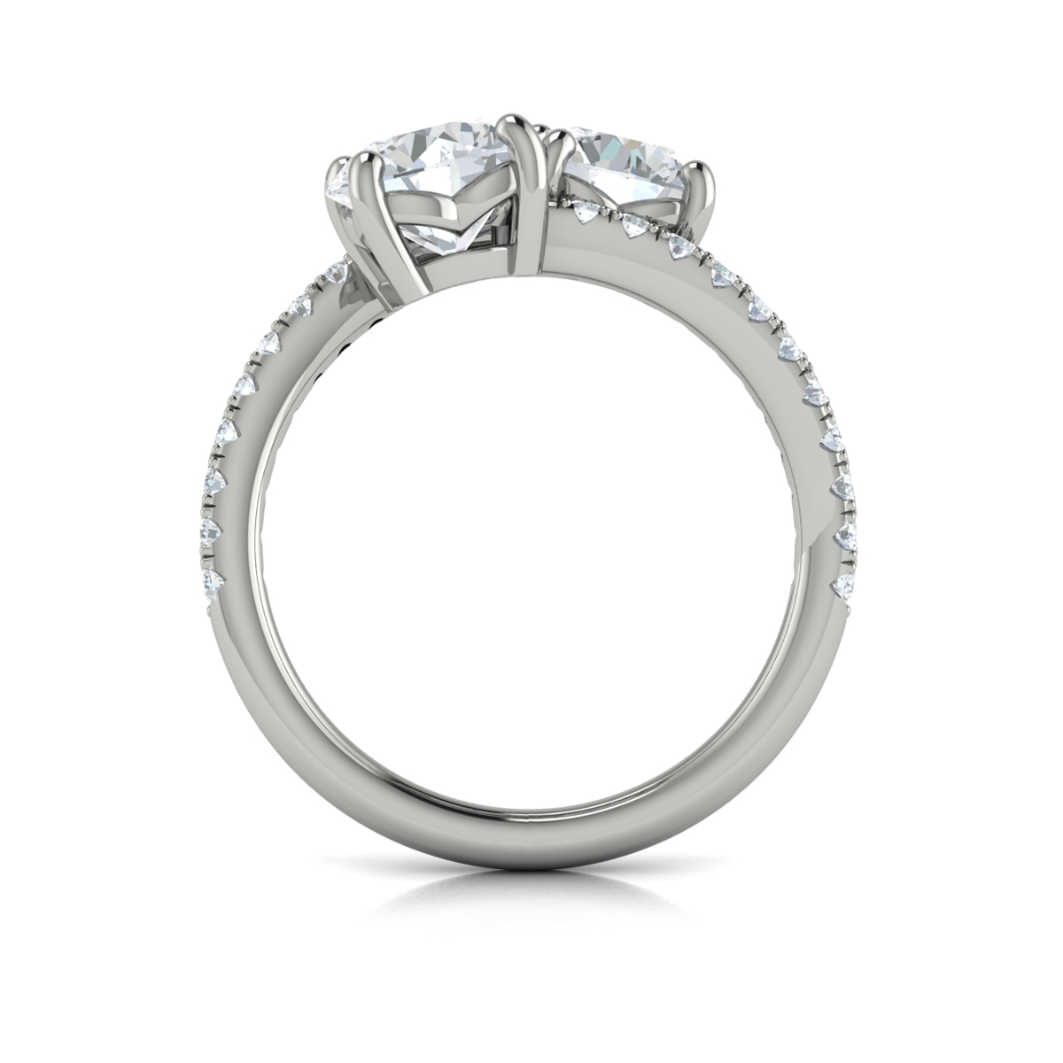 Kissing Round Diamonds Two Stone Engagement Ring