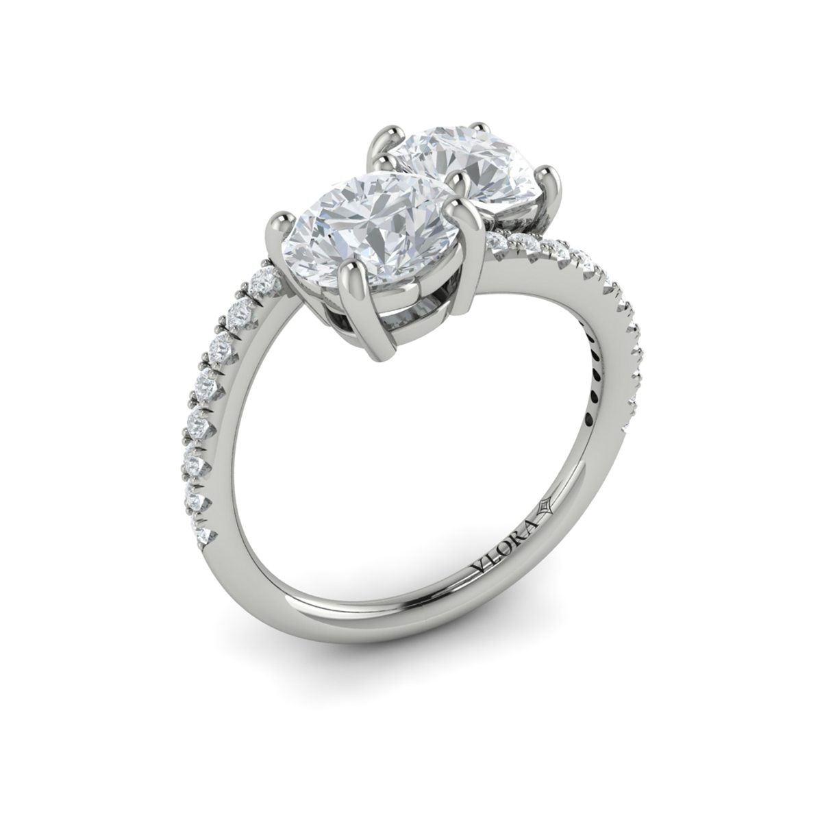 Kissing Round Diamonds Two Stone Engagement Ring
