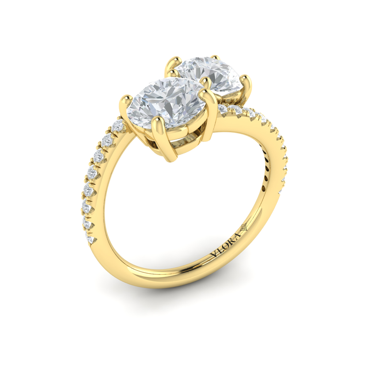 Kissing Round Diamonds Two Stone Engagement Ring