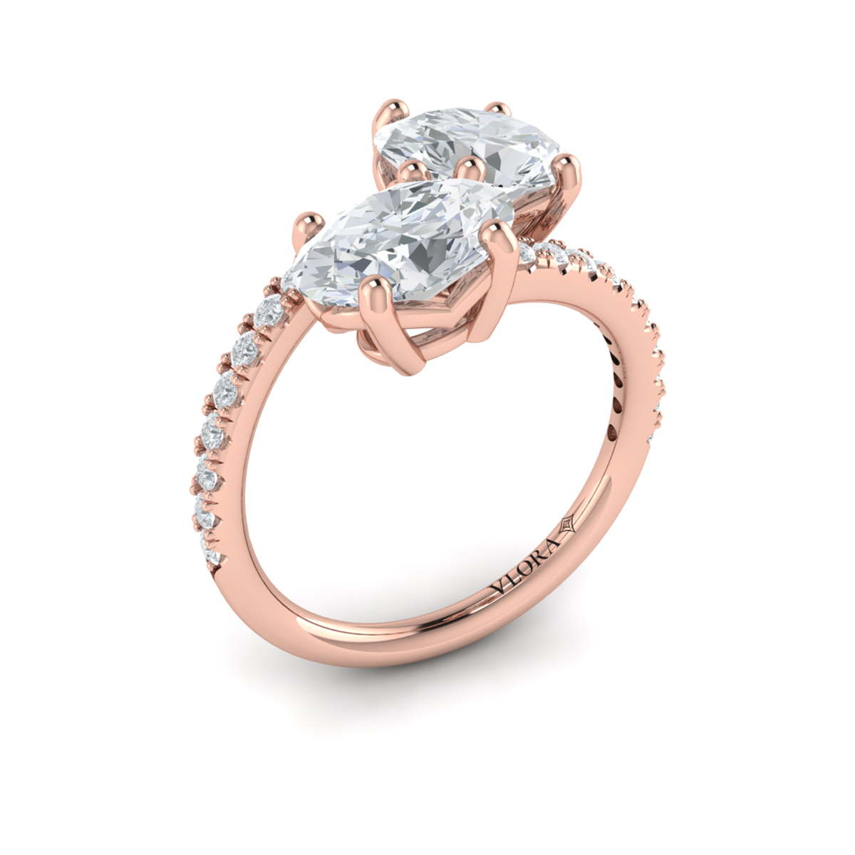 Kissing Oval Two Stone Engagement Ring