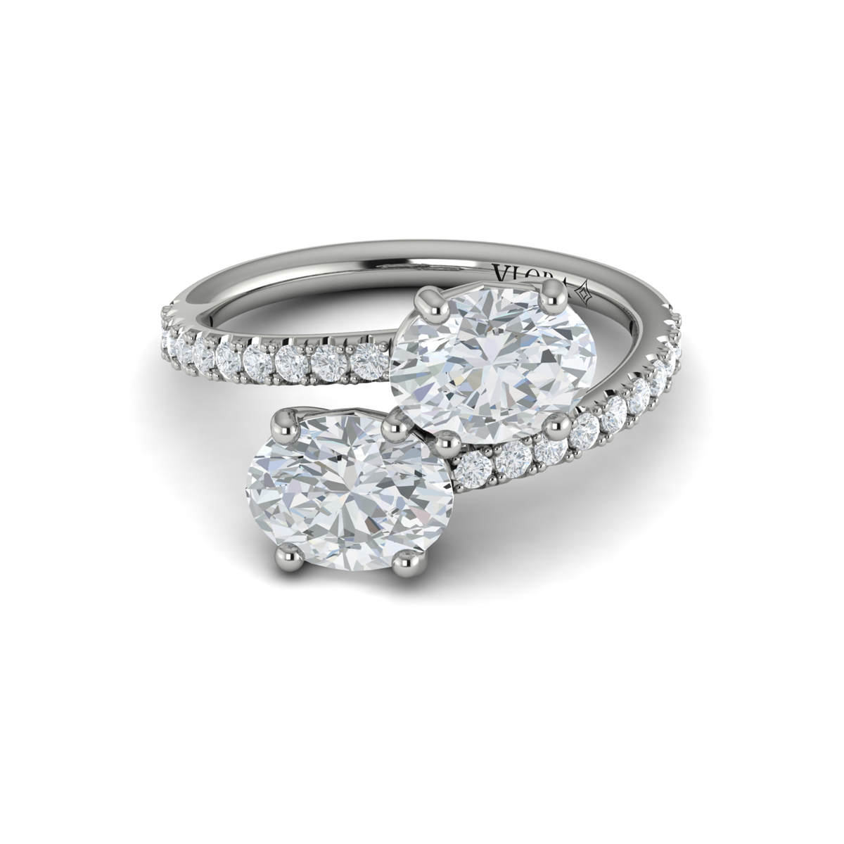 Kissing Oval Two Stone Engagement Ring