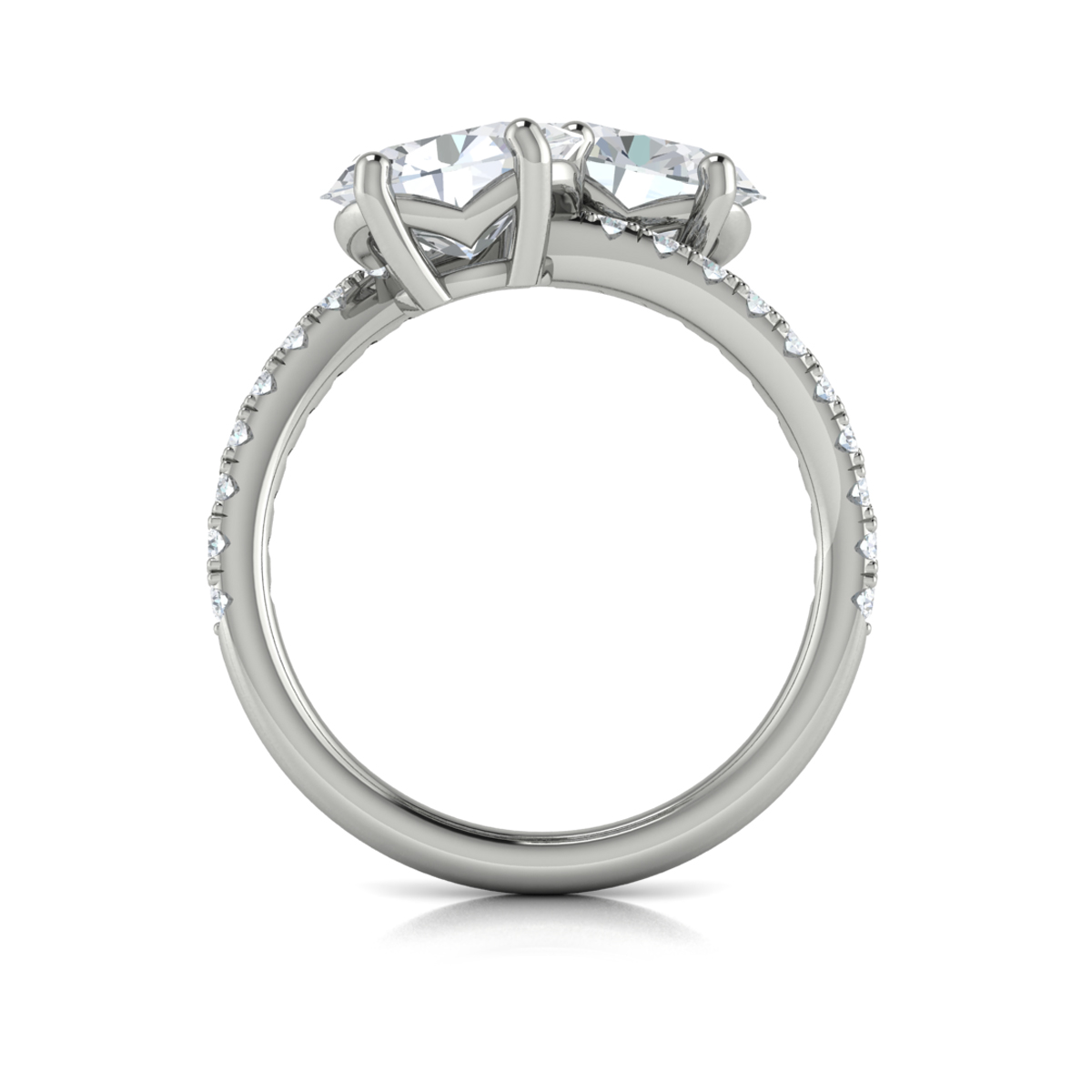 Kissing Oval Two Stone Engagement Ring