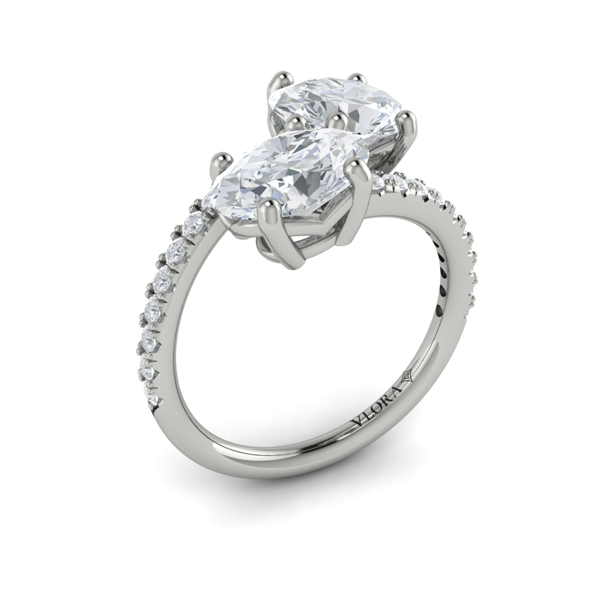 Kissing Oval Two Stone Engagement Ring