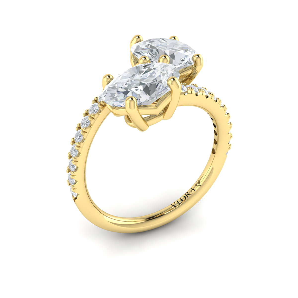 Kissing Oval Two Stone Engagement Ring
