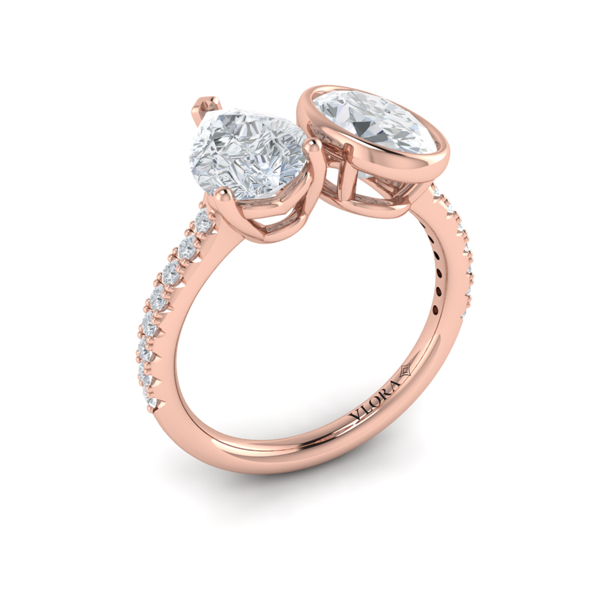 Duet Pear and Oval Two Stone Engagement Ring