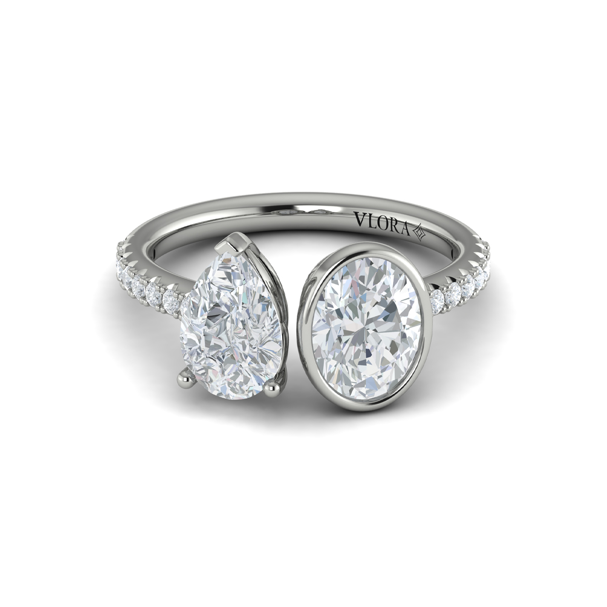 Duet Pear and Oval Two Stone Engagement Ring