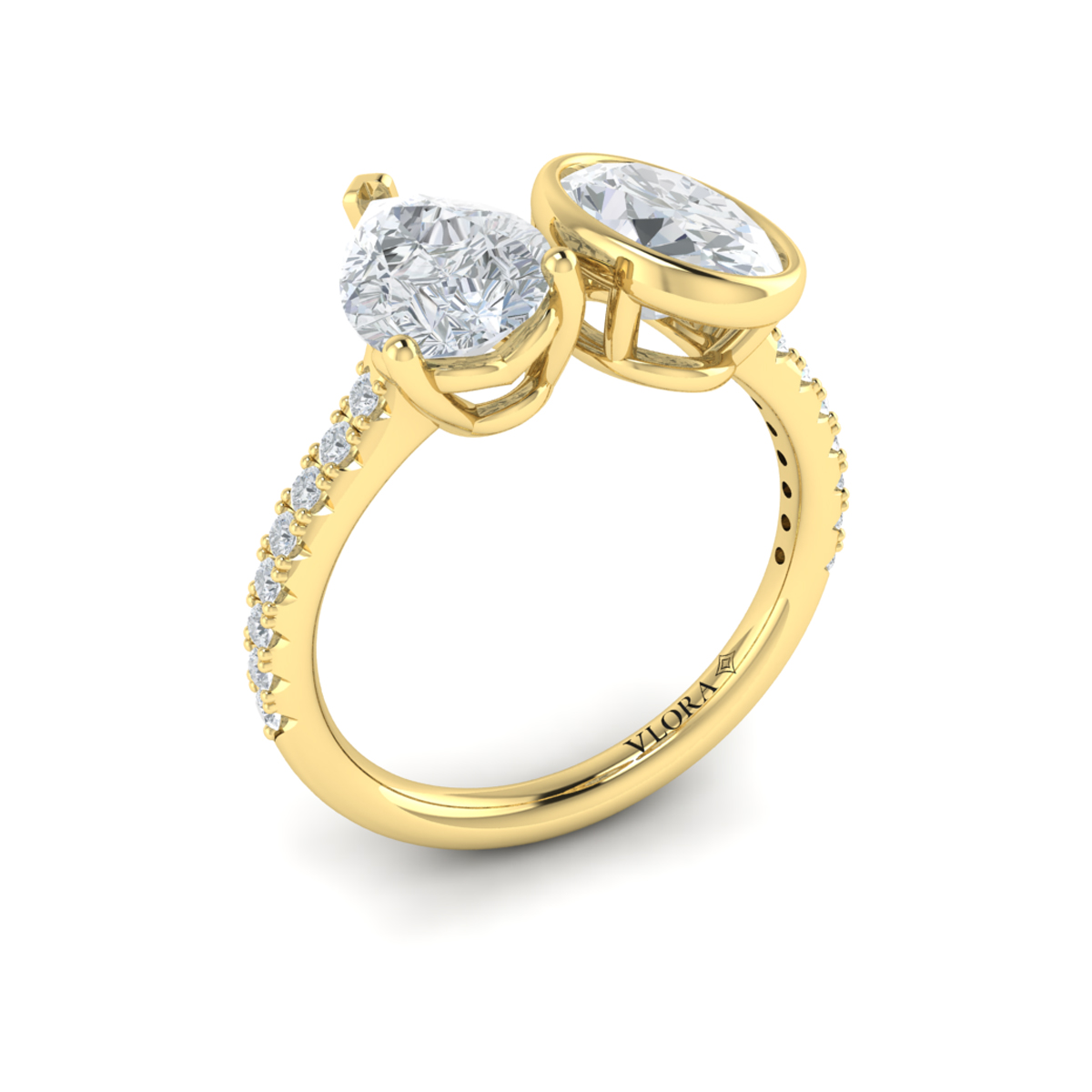 Duet Pear and Oval Two Stone Engagement Ring
