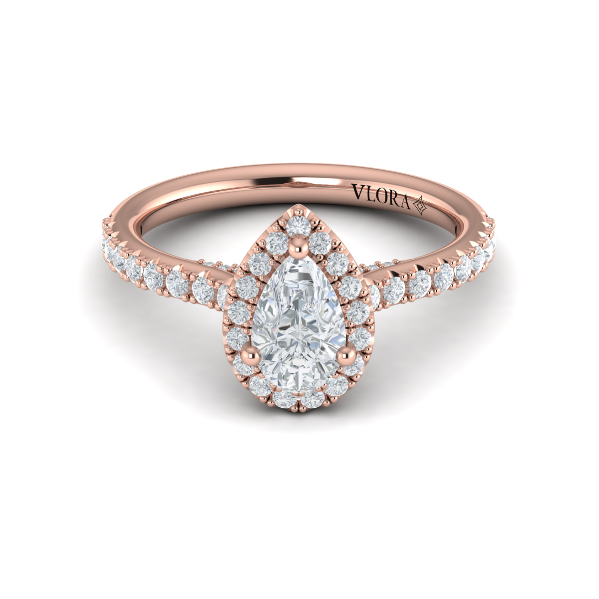 Pretty Pear Halo Engagement Ring
