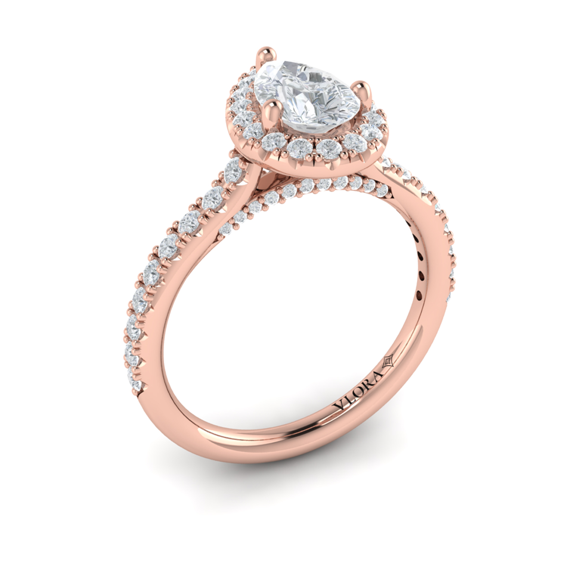 Pretty Pear Halo Engagement Ring