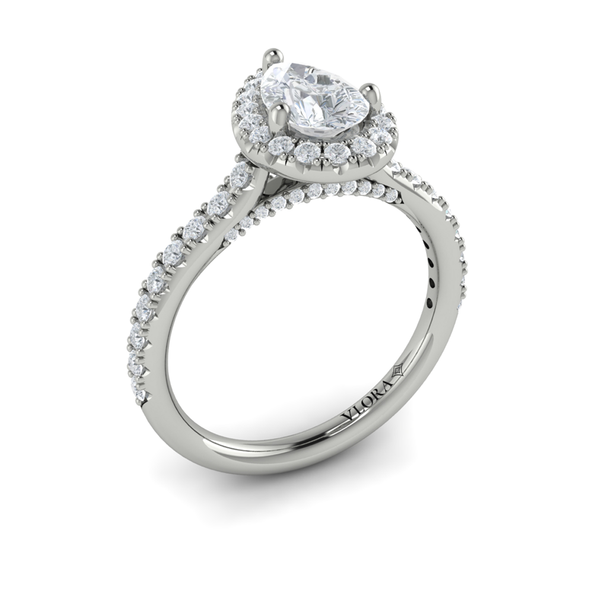 Pretty Pear Halo Engagement Ring