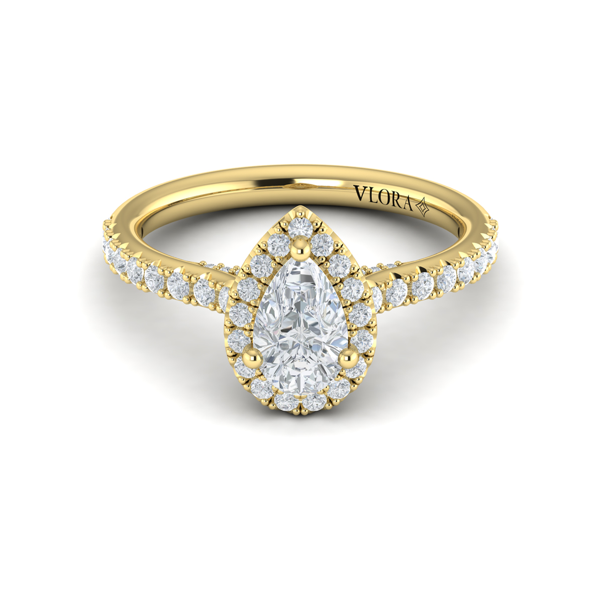 Pretty Pear Halo Engagement Ring