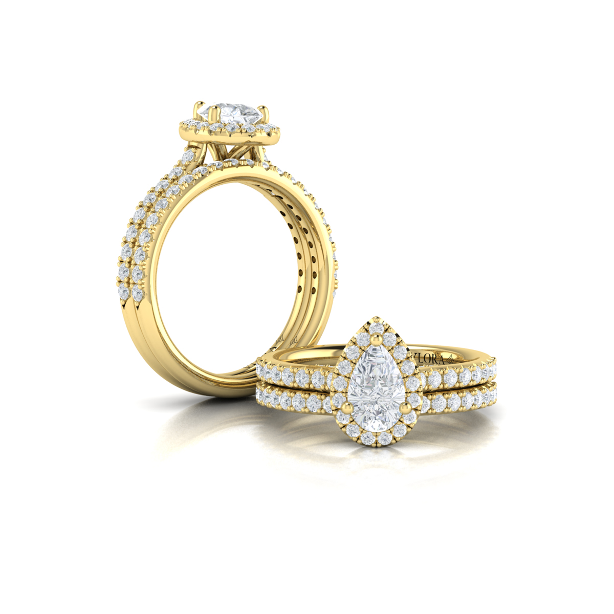 Pretty Pear Halo Engagement Ring