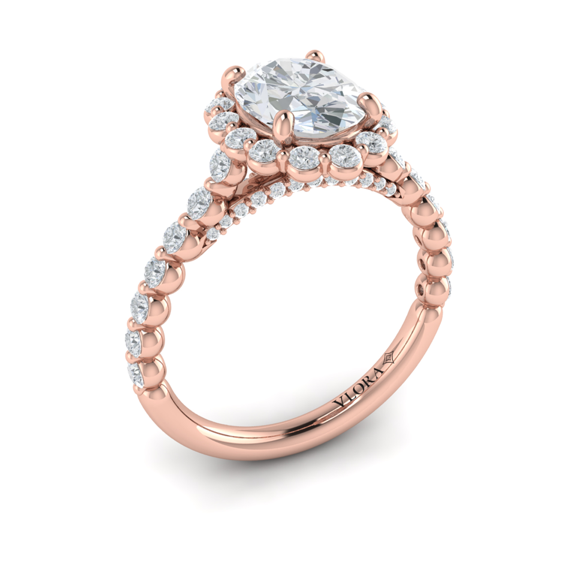 Floating Halo Oval Engagement Ring