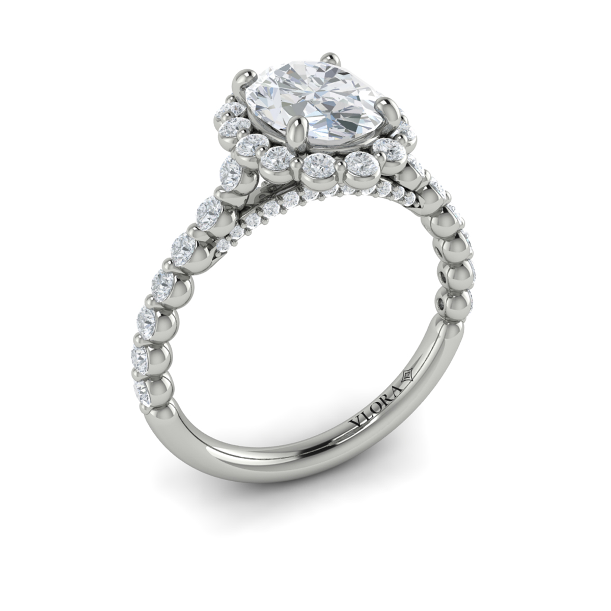 Floating Halo Oval Engagement Ring