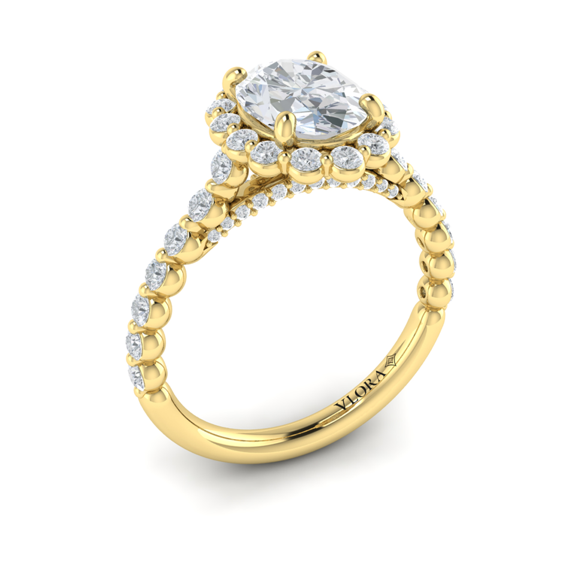 Floating Halo Oval Engagement Ring