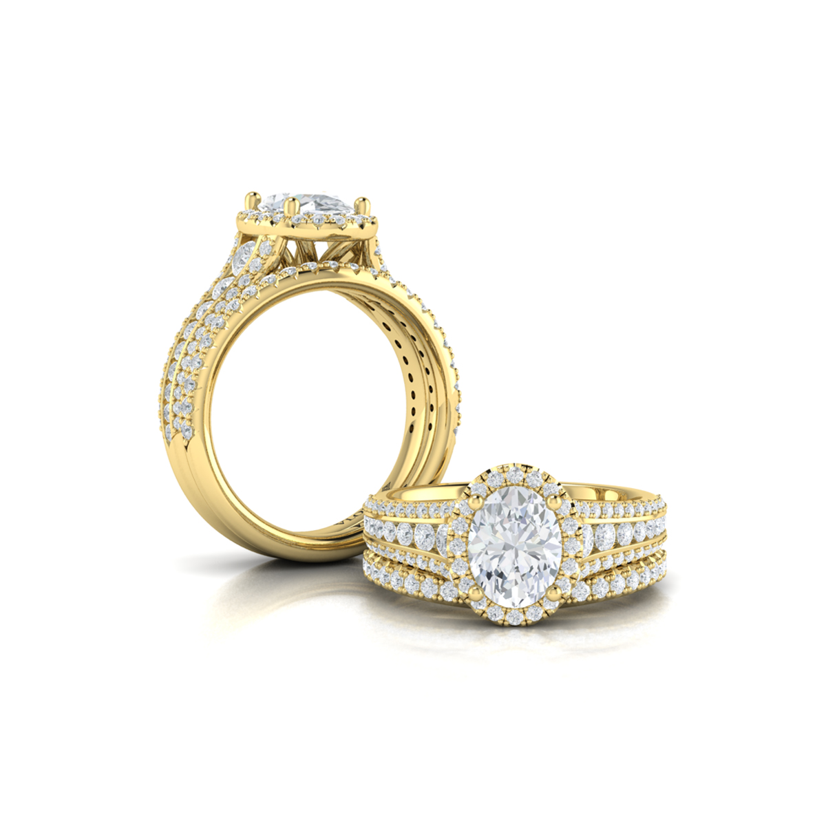 Opulent Oval Halo Engagement Ring