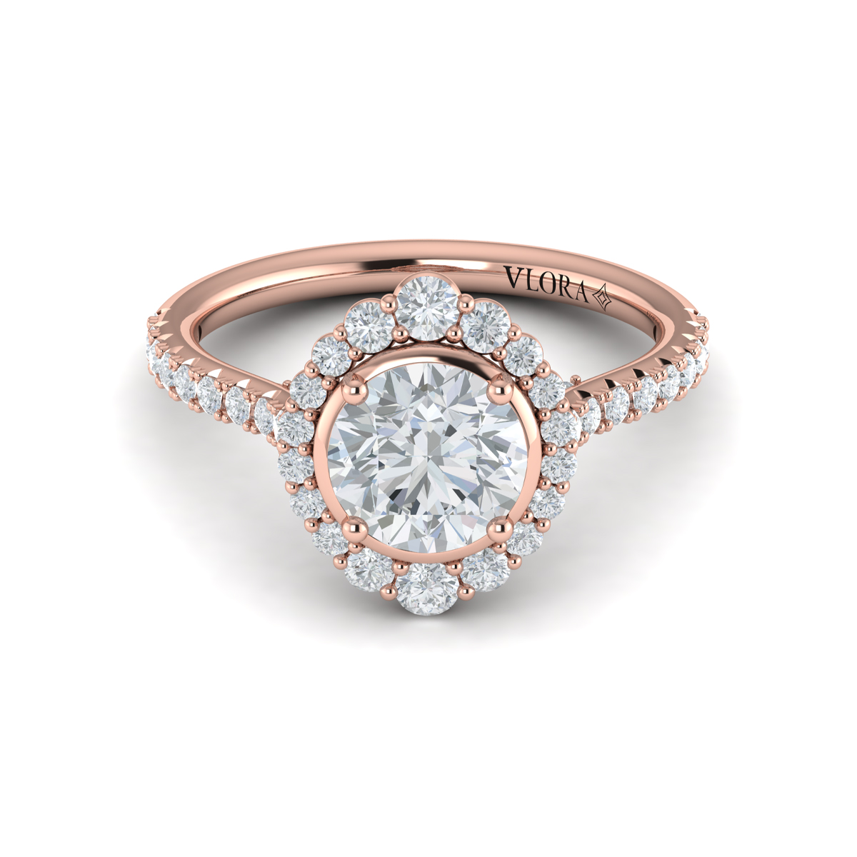 Cathedral Arch Halo Round Engagement Ring