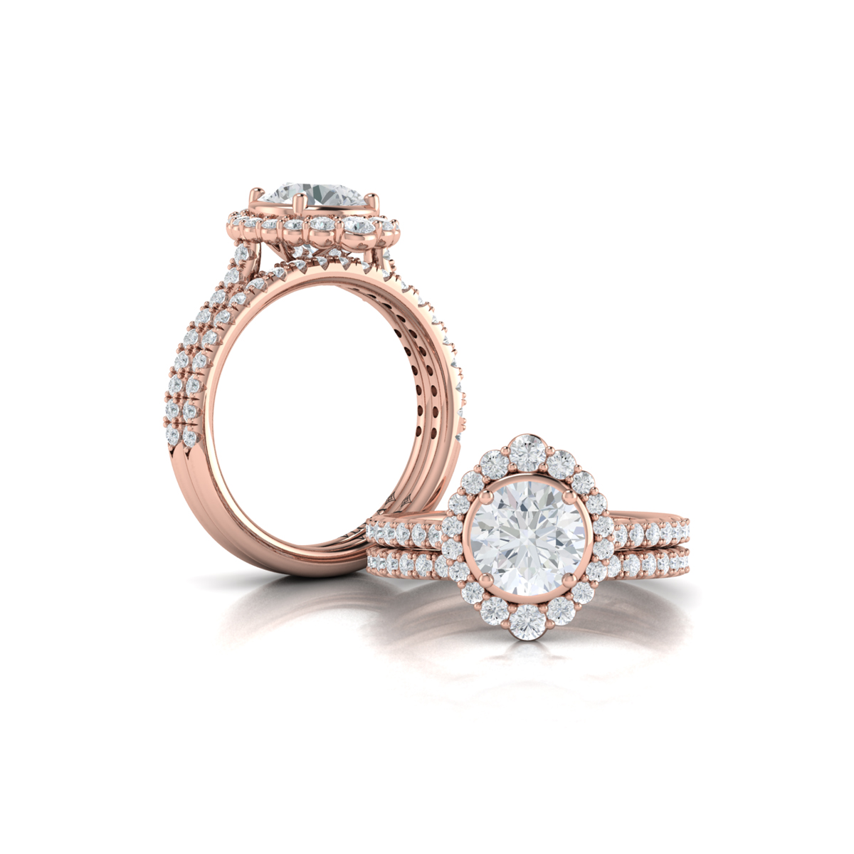 Cathedral Arch Halo Round Engagement Ring