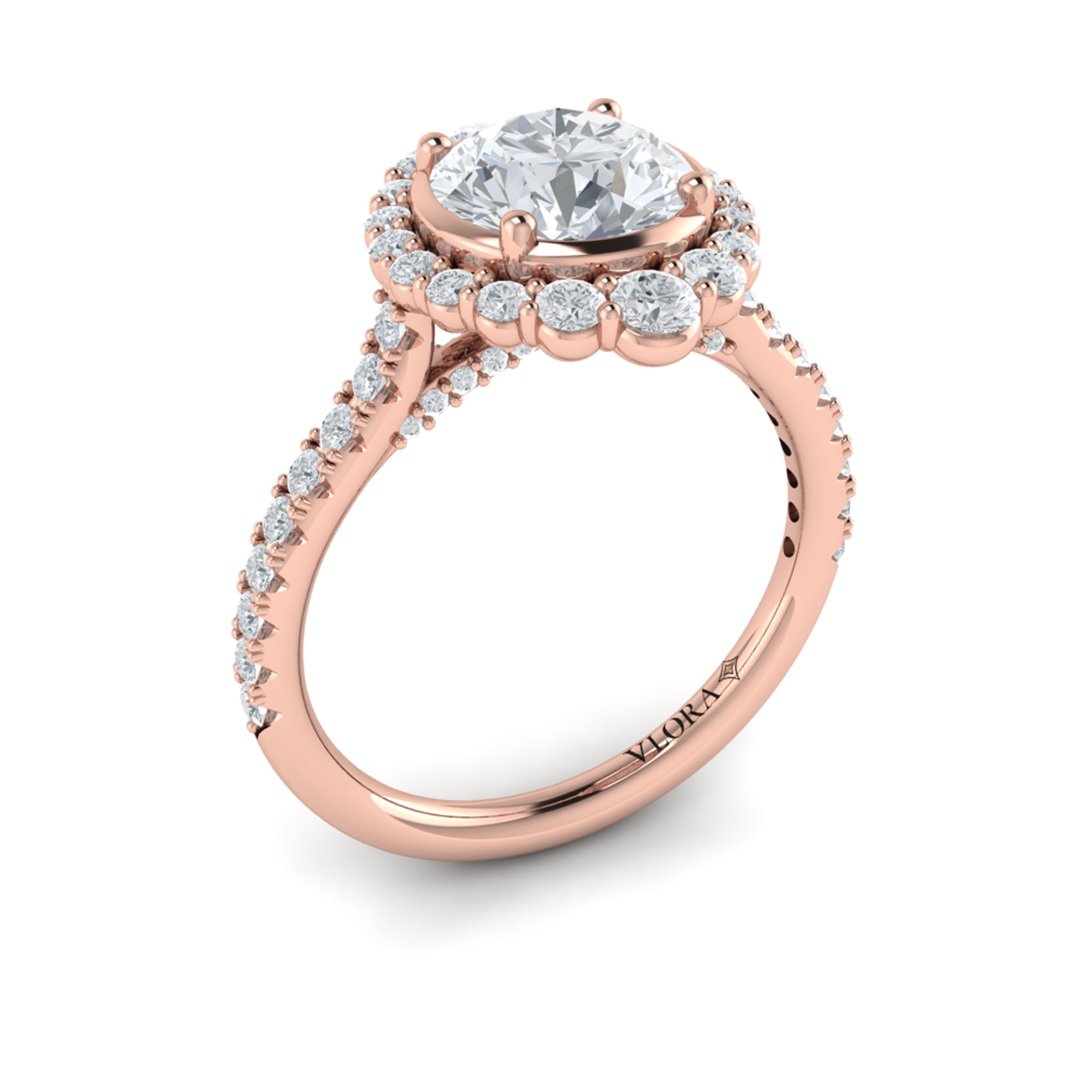 Cathedral Arch Halo Round Engagement Ring