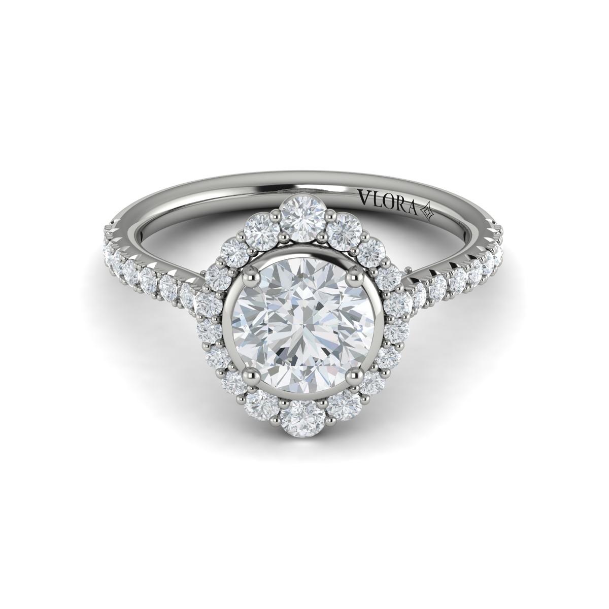 Cathedral Arch Halo Round Engagement Ring