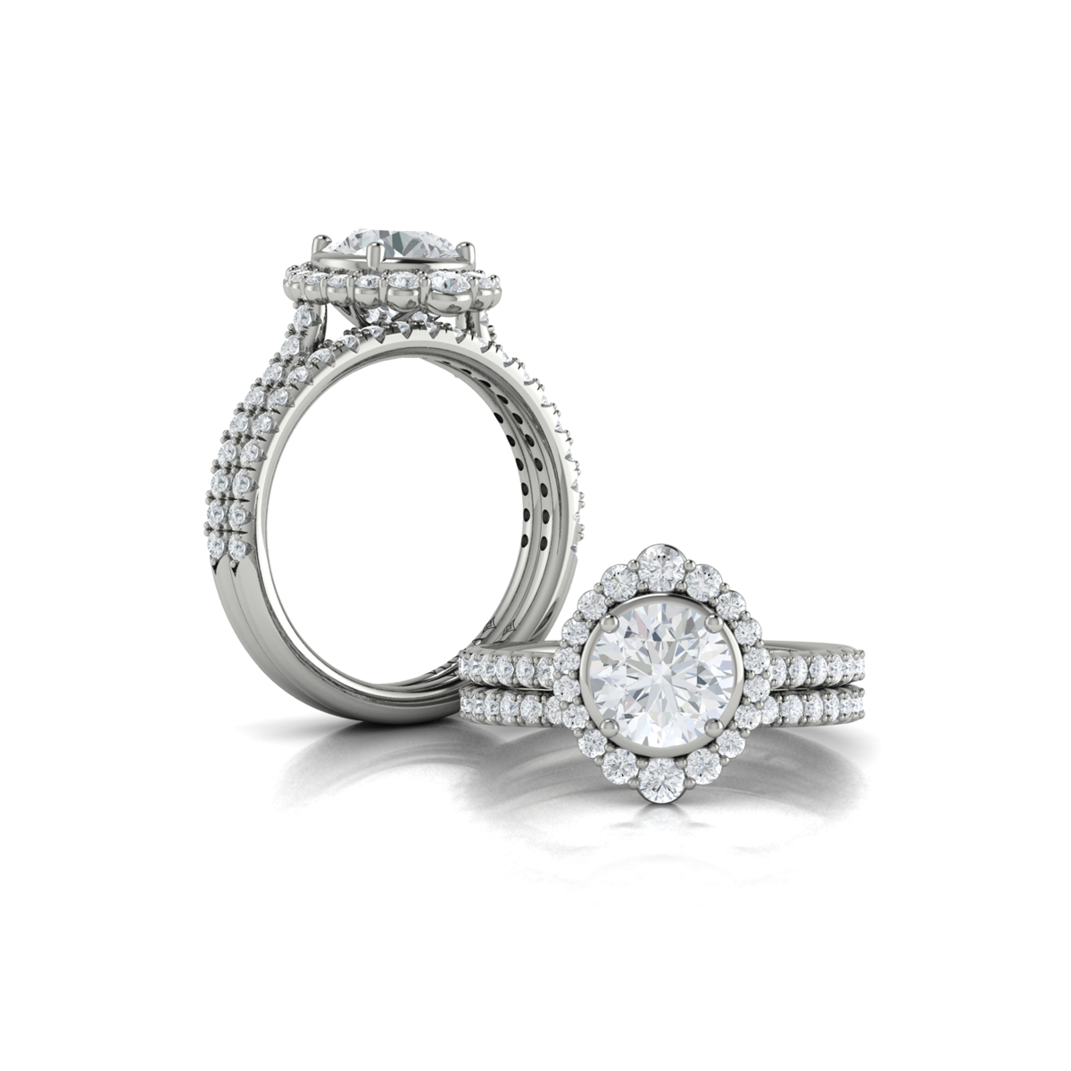Cathedral Arch Halo Round Engagement Ring