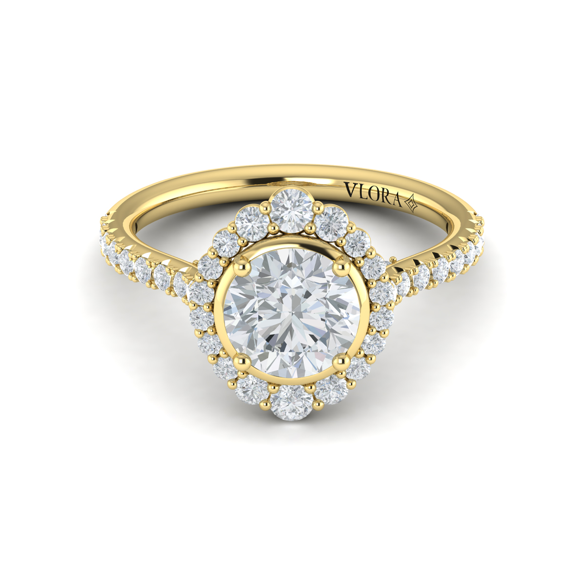 Cathedral Arch Halo Round Engagement Ring