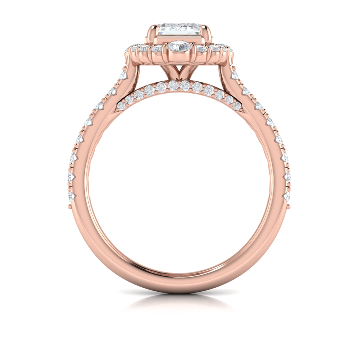 Cathedral Arch Halo Emerald Cut Engagement Ring