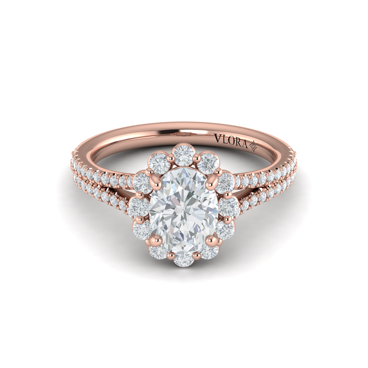 Corsage Halo Oval Engagement Ring