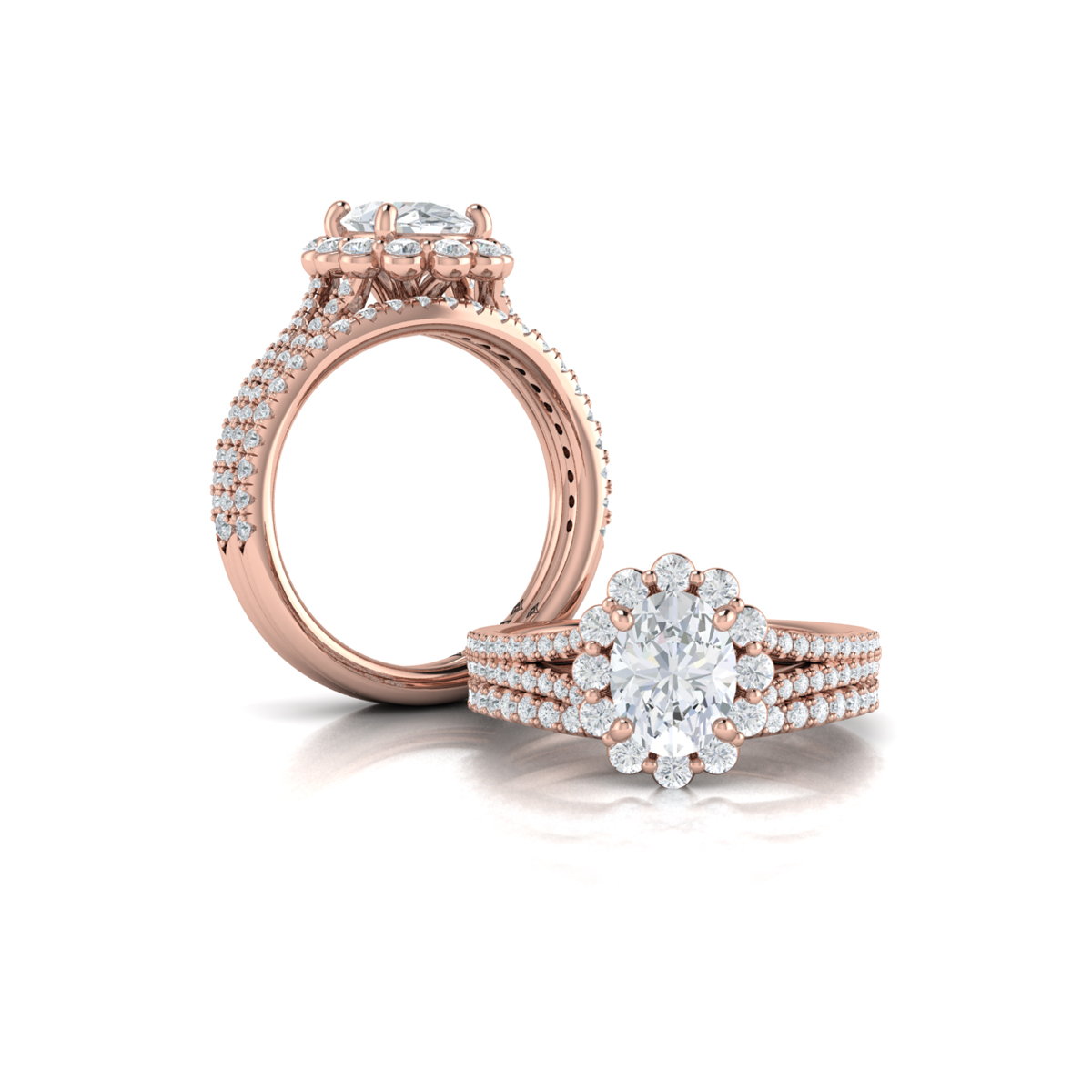 Corsage Halo Oval Engagement Ring